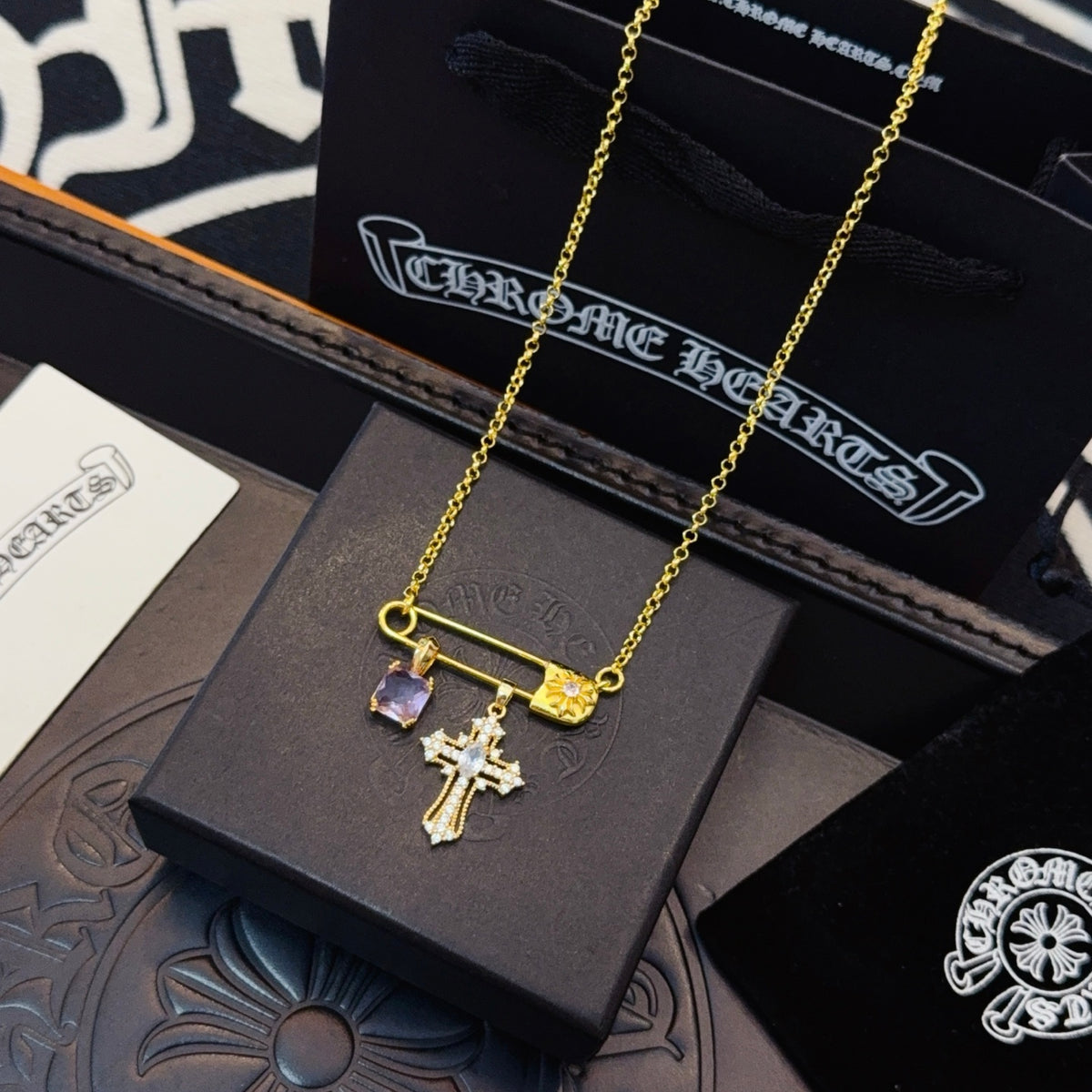 antique cross Necklace for women - alternate angle view 5