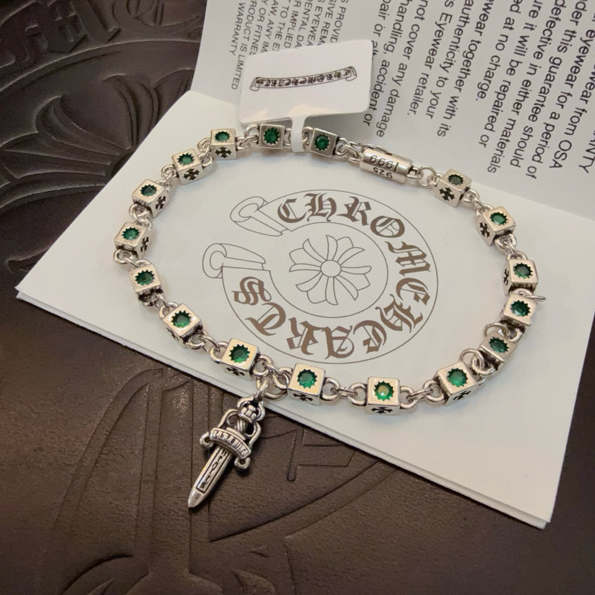 antique crystal cross Bracelet for men - alternate angle view 3