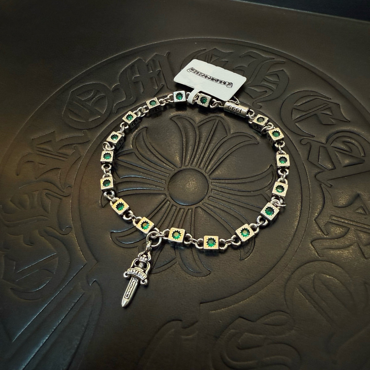 antique crystal cross Bracelet for men - alternate angle view 2