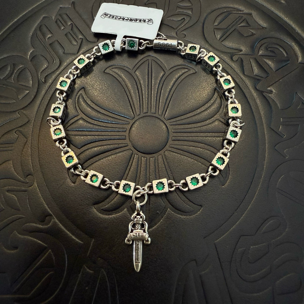 antique crystal cross Bracelet for men - product detail view