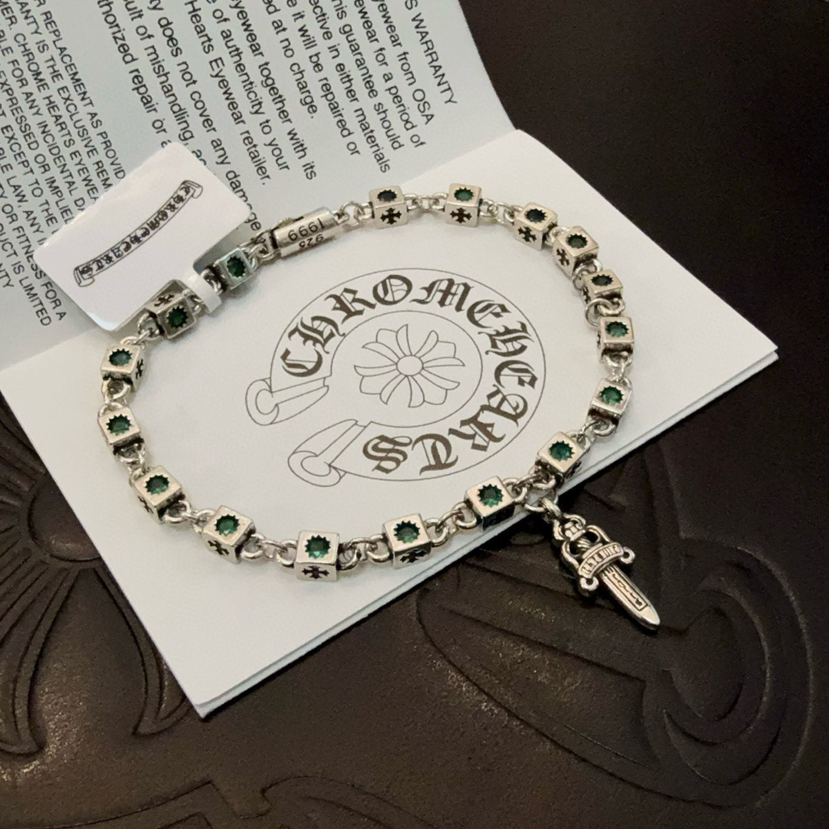 antique crystal cross Bracelet for men - alternate angle view 4