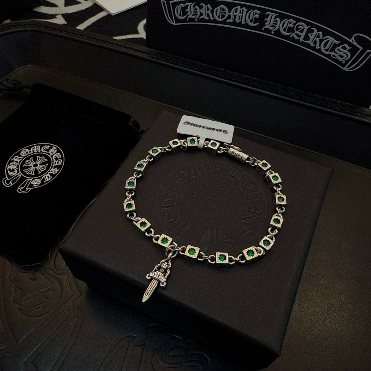 antique crystal cross Bracelet for men - alternate angle view 5