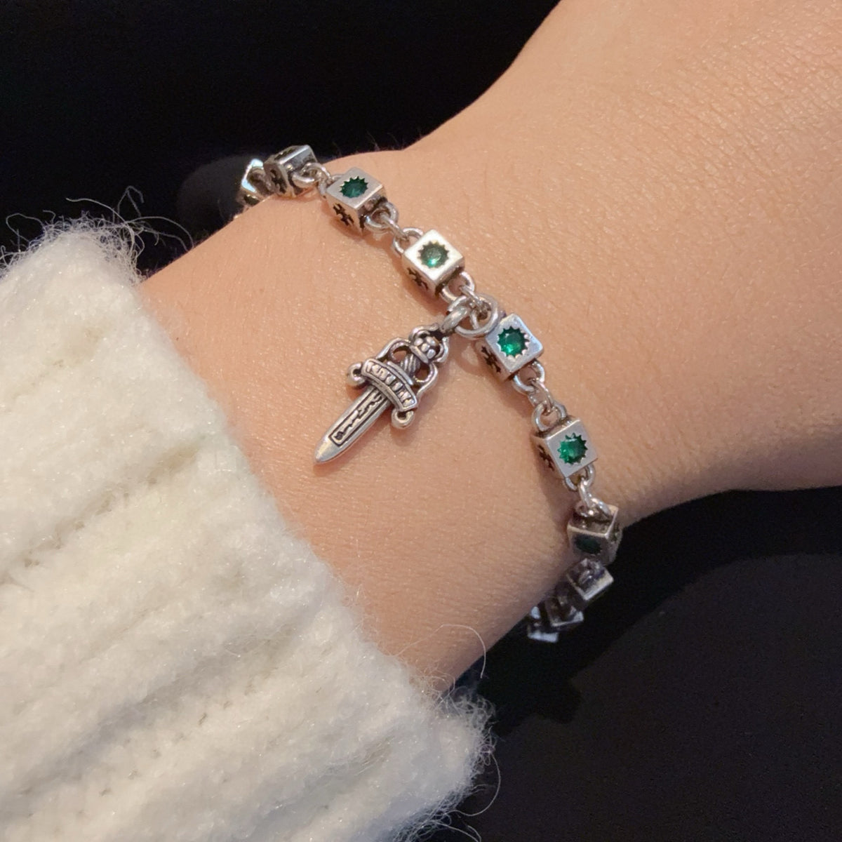 antique crystal cross Bracelet for men - alternate angle view 8