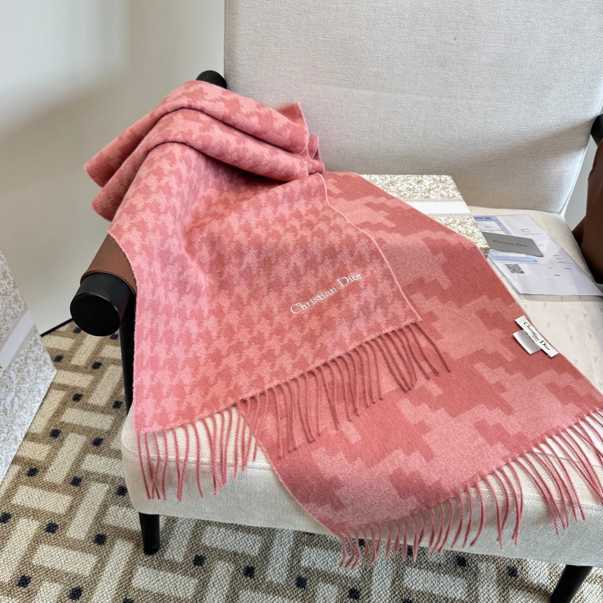 velvet floral Scarf for unisex couple - alternate angle view 5