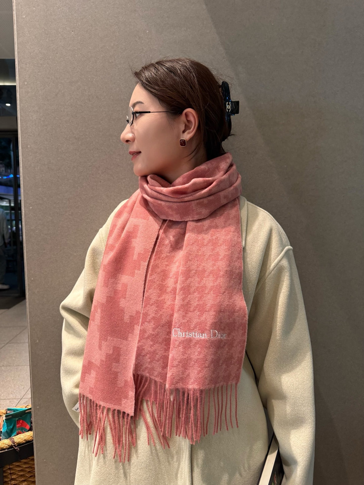 velvet floral Scarf for unisex couple - alternate angle view 2