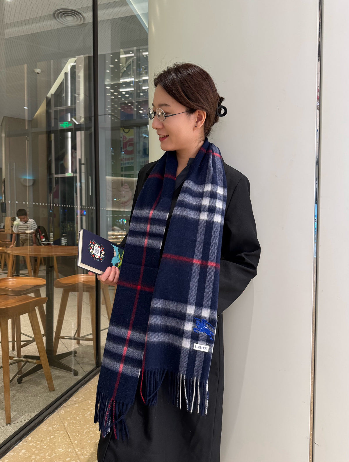 multicolor velvet luxury Scarf for women - alternate angle view 2