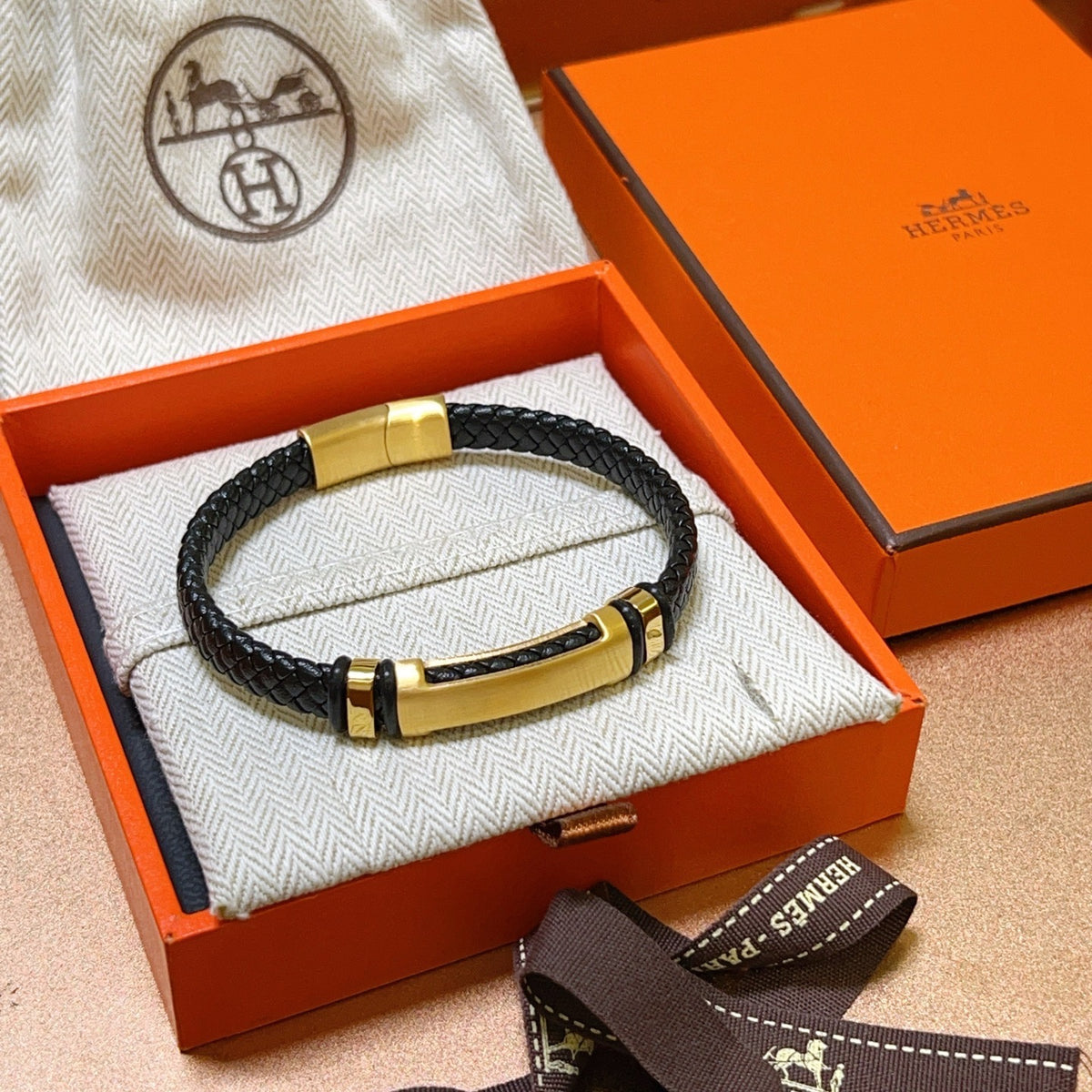 gold luxury Bracelet for men - alternate angle view 5