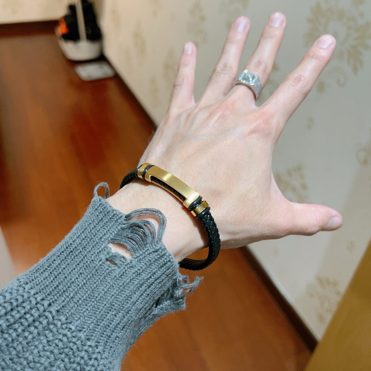 gold luxury Bracelet for men - alternate angle view 3