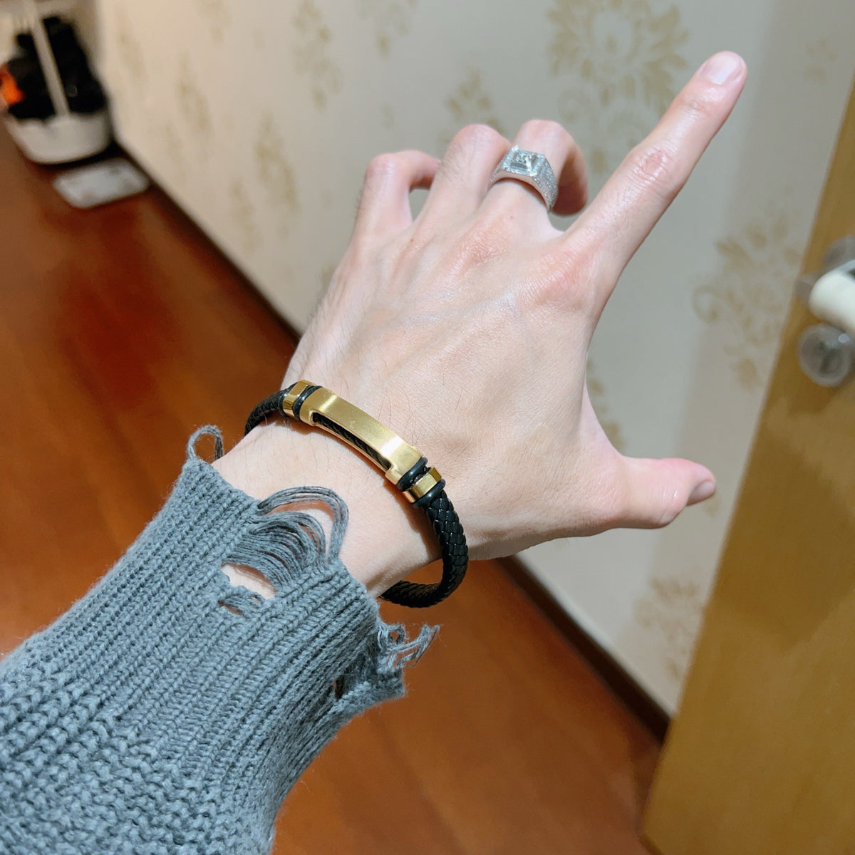 gold luxury Bracelet for men - alternate angle view 7