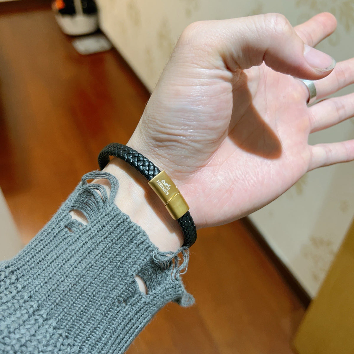 gold luxury Bracelet for men - alternate angle view 4