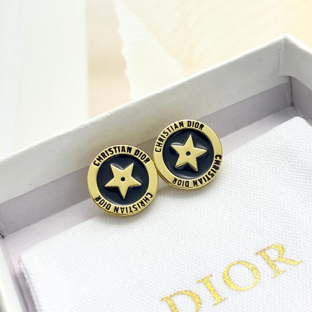 black and gold crystal letter Stud Earrings for women - alternate angle view 8