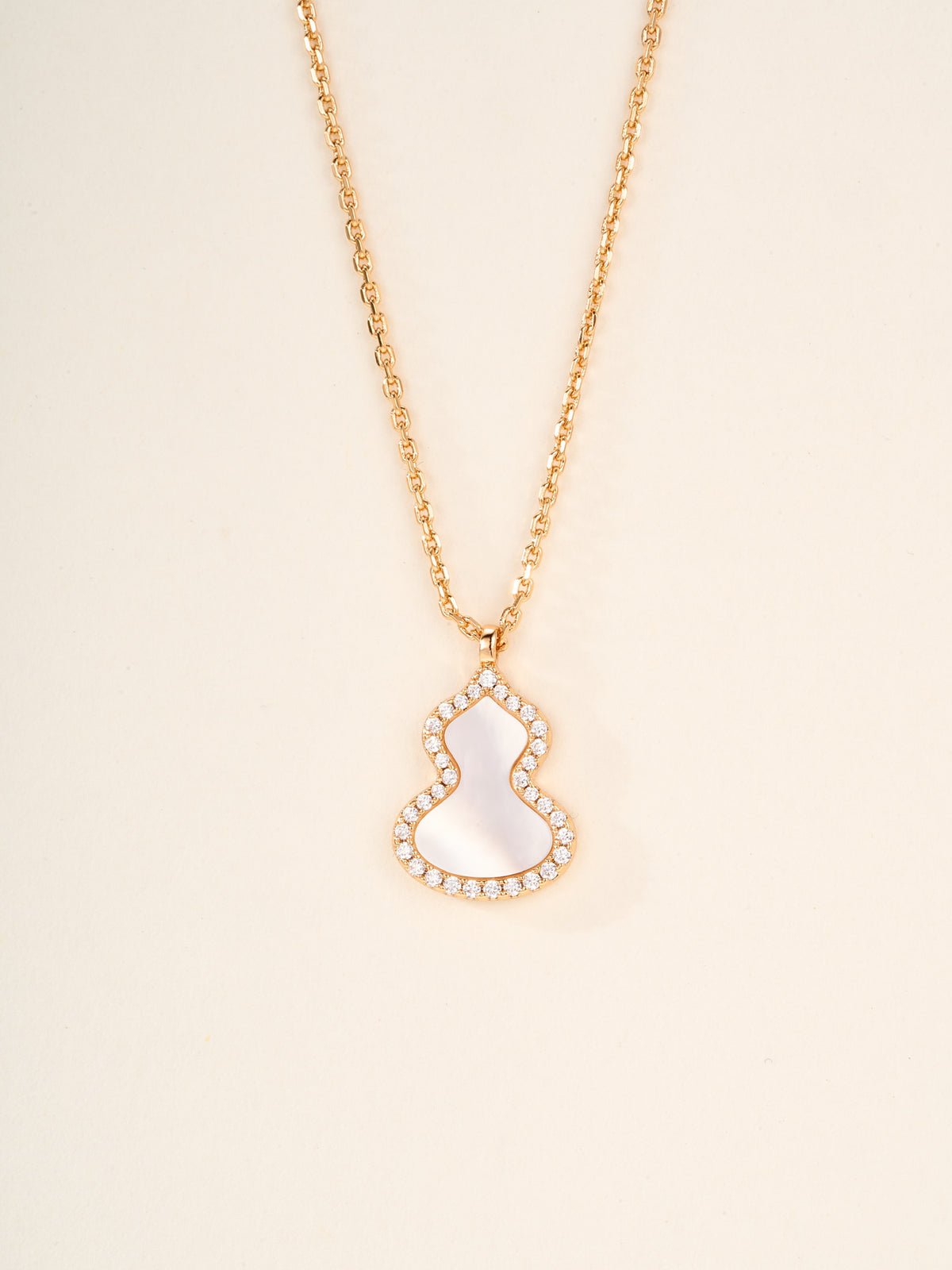 rose gold mother of pearl rose Necklace for women - alternate angle view 4