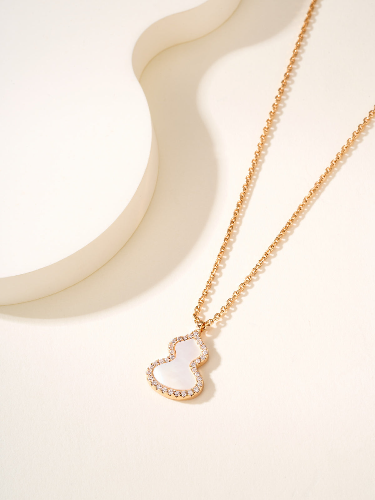 rose gold mother of pearl rose Necklace for women - alternate angle view 12