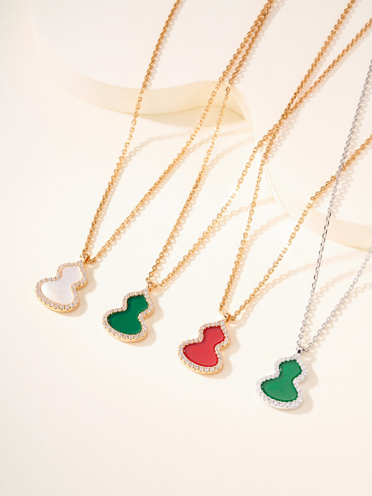rose gold mother of pearl rose Necklace for women - product detail view
