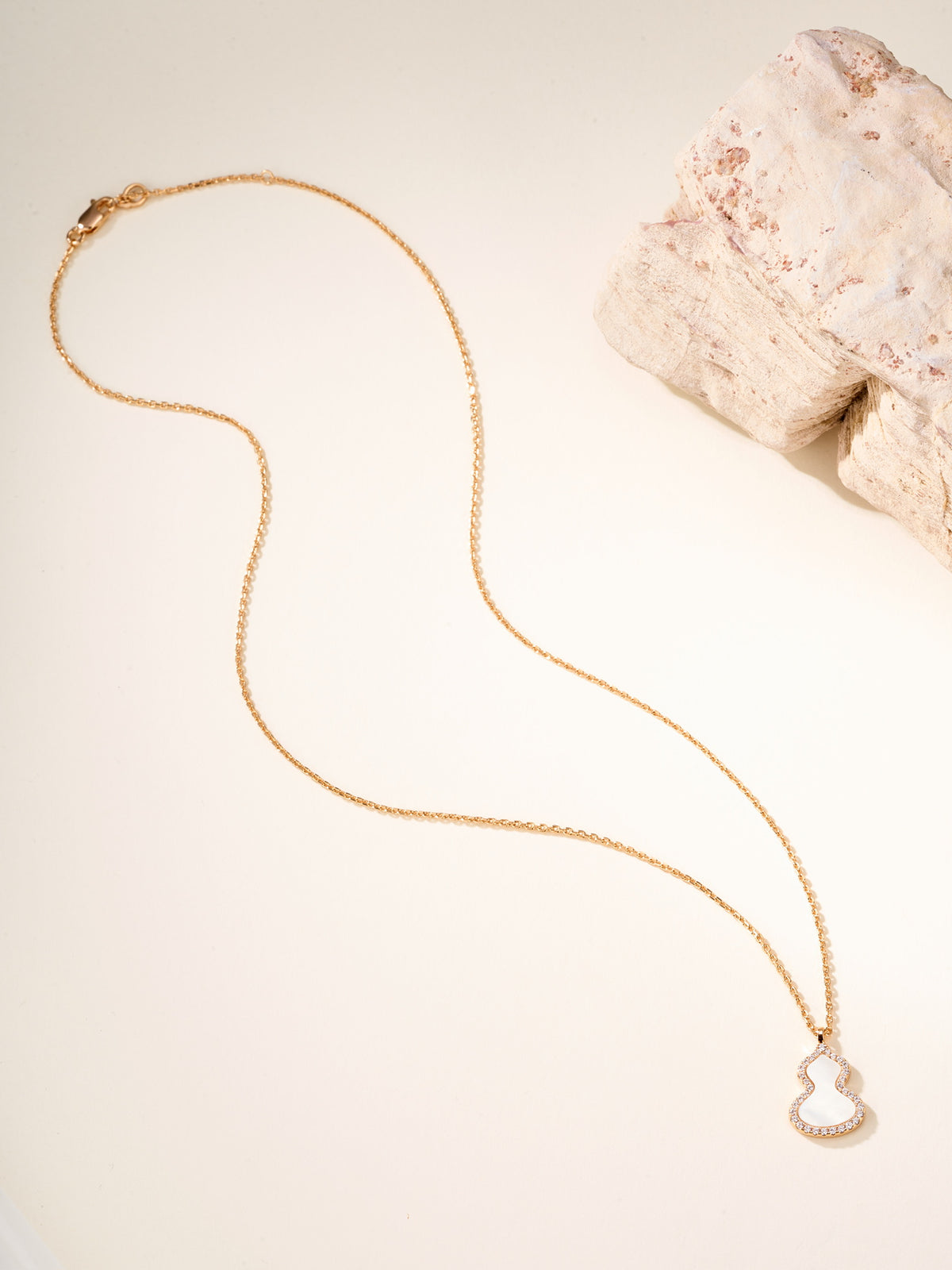 rose gold mother of pearl rose Necklace for women - alternate angle view 9