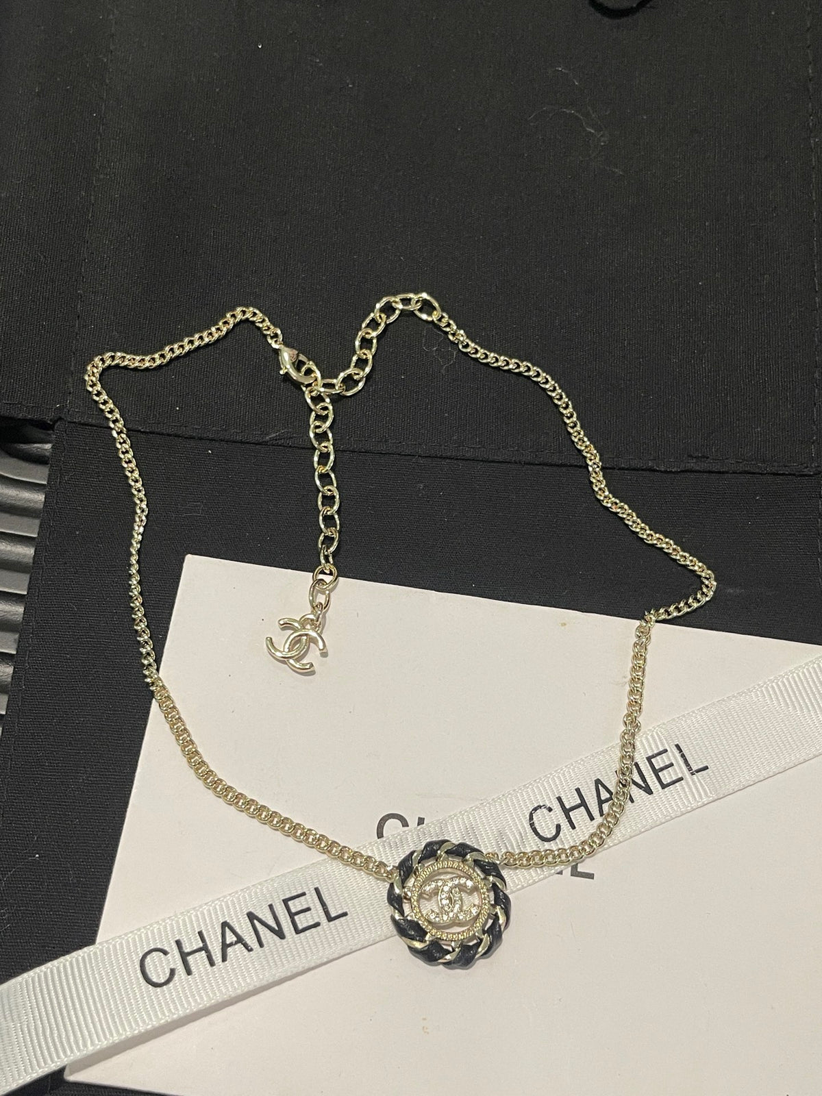 leather hollow Necklace for women - alternate angle view 9