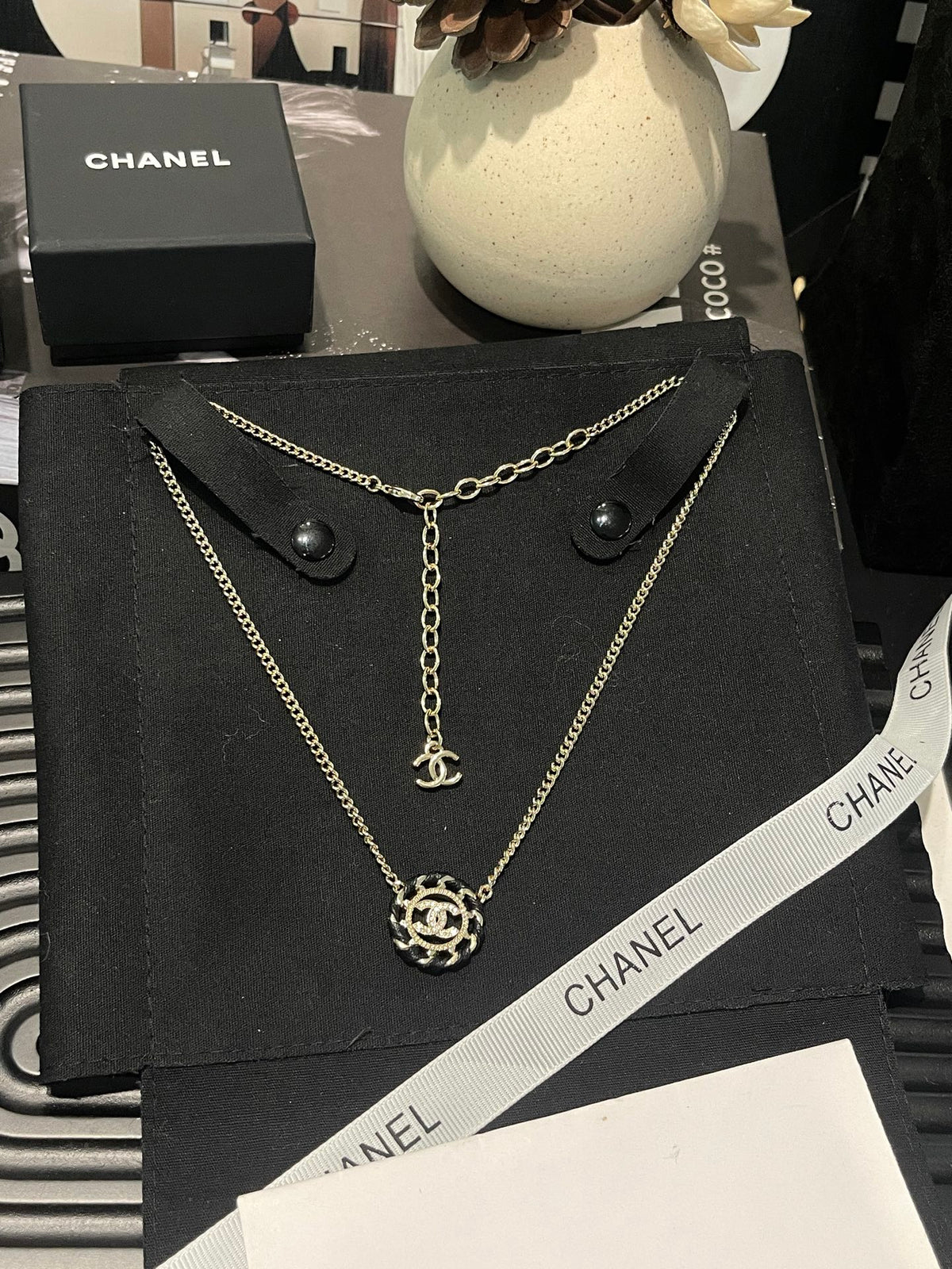 leather hollow Necklace for women - alternate angle view 4