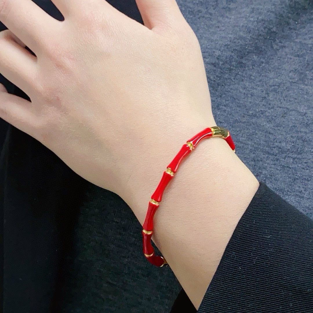red sterling silver minimalist Bangle for kids - alternate angle view 3