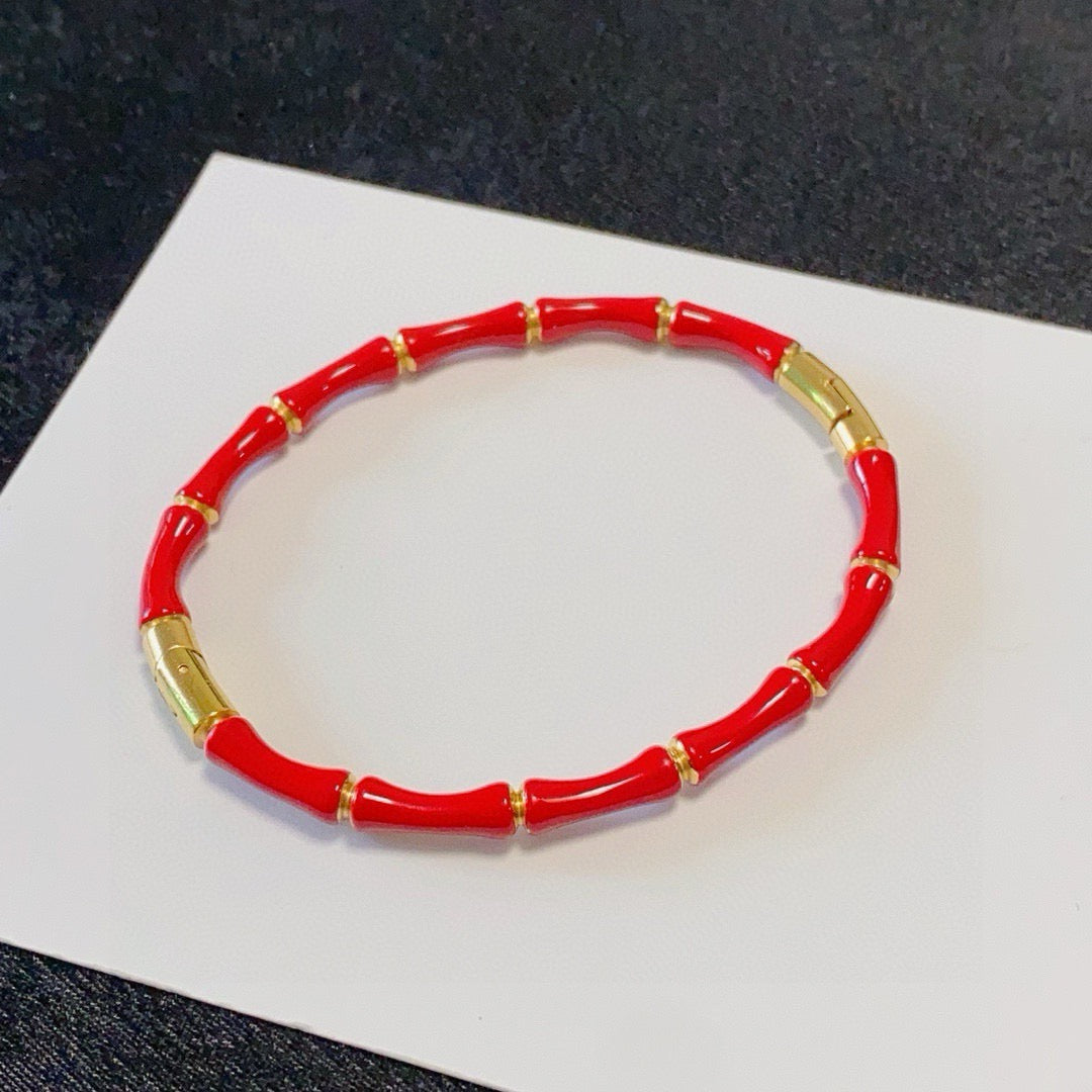 red sterling silver minimalist Bangle for kids - alternate angle view 7