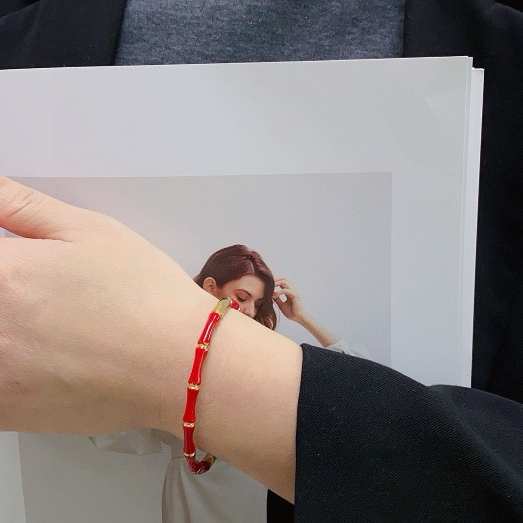 red sterling silver minimalist Bangle for kids - alternate angle view 2