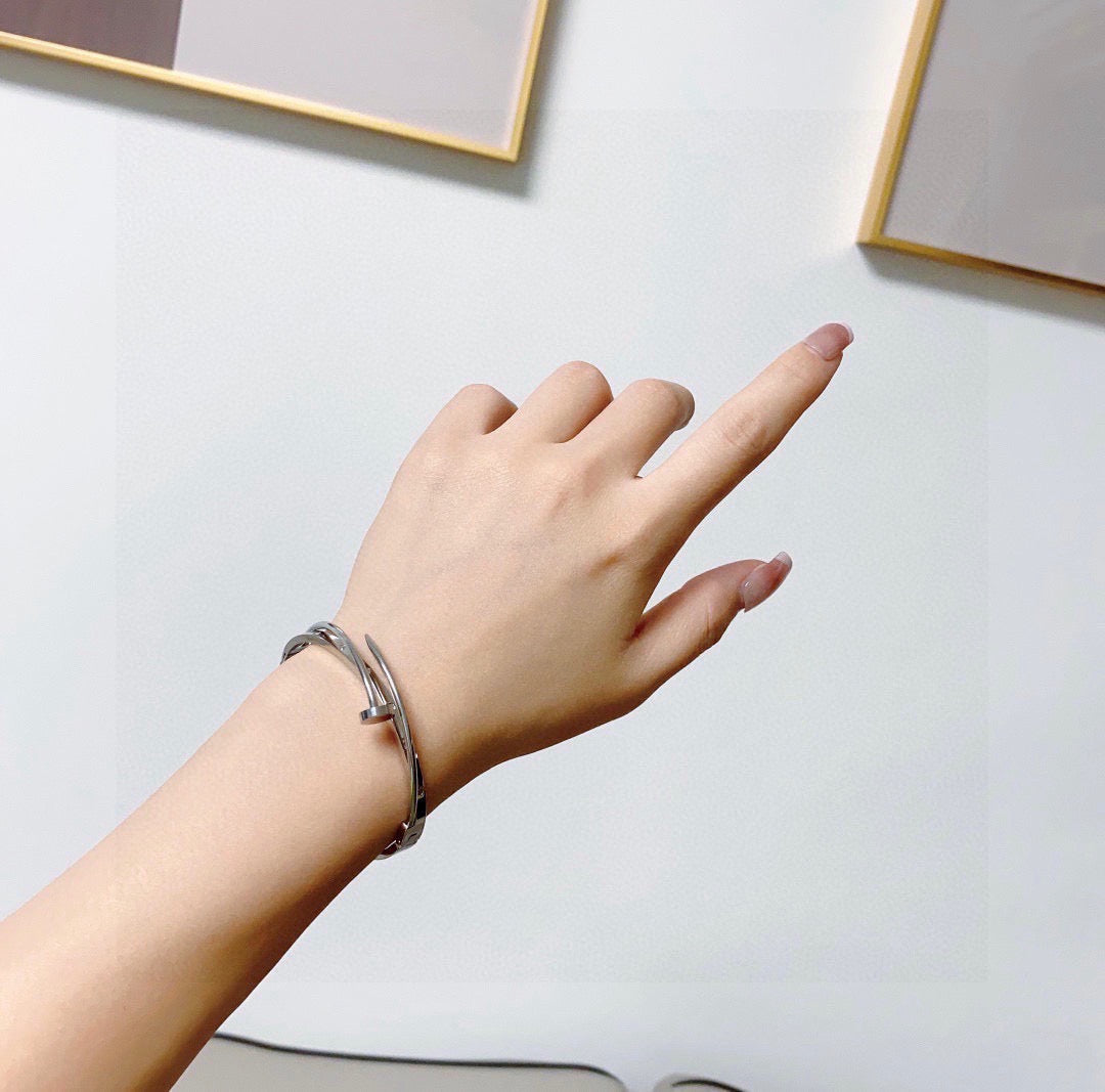 white crystal crystal inlaid Bangle for women - alternate angle view 2