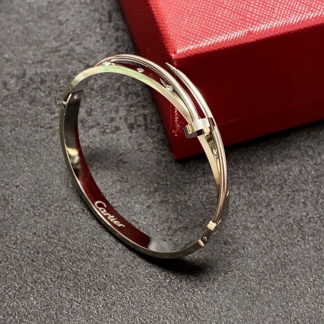 white crystal crystal inlaid Bangle for women - alternate angle view 7