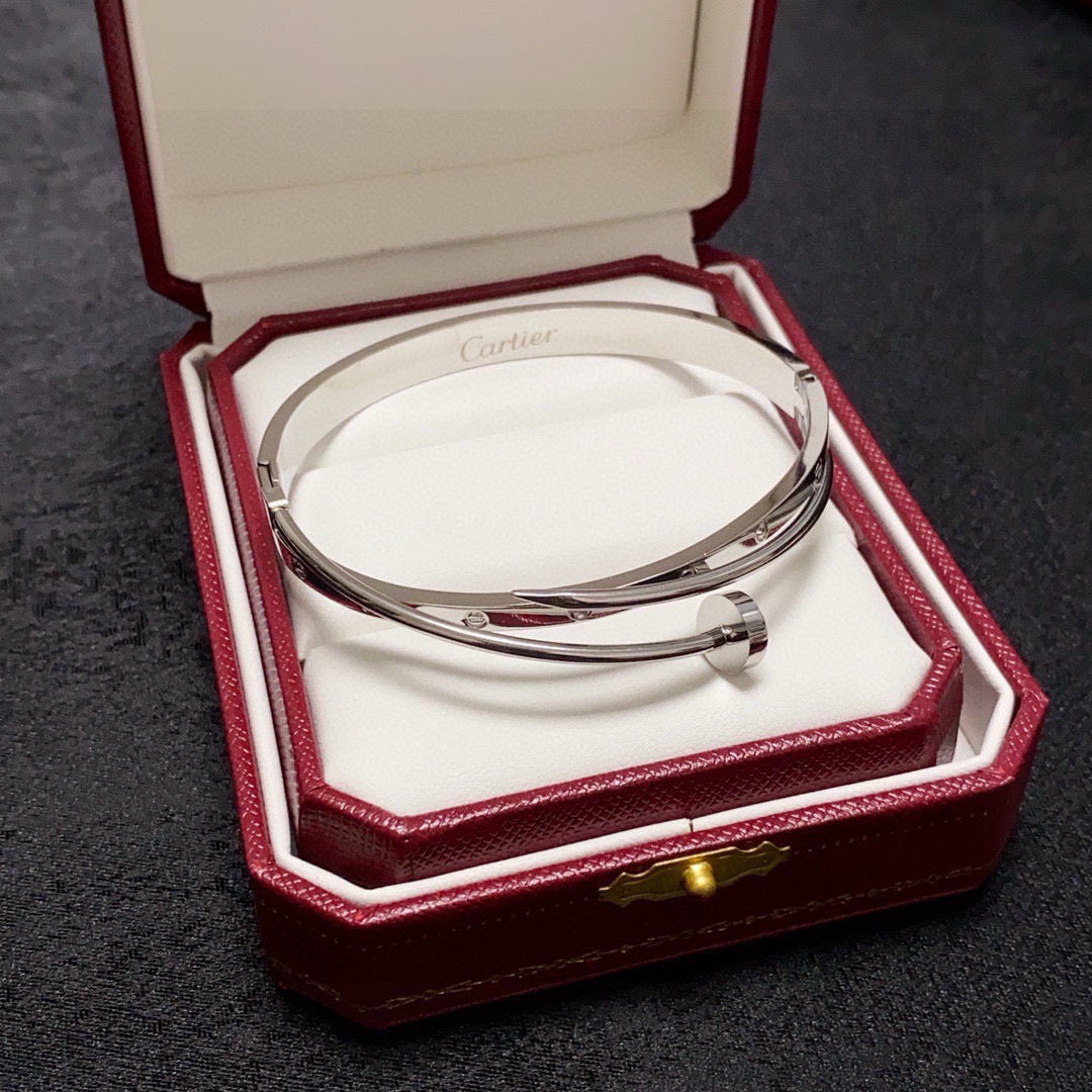 white crystal crystal inlaid Bangle for women - alternate angle view 5