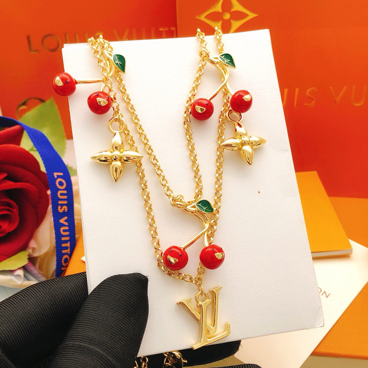 red brass Necklace for women - alternate angle view 4