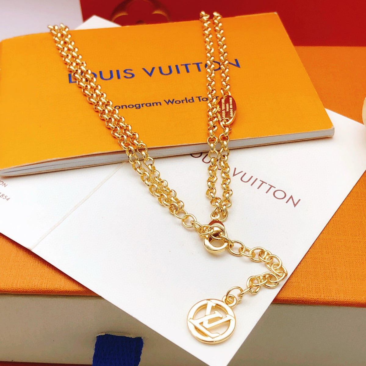 red brass Necklace for women - alternate angle view 3