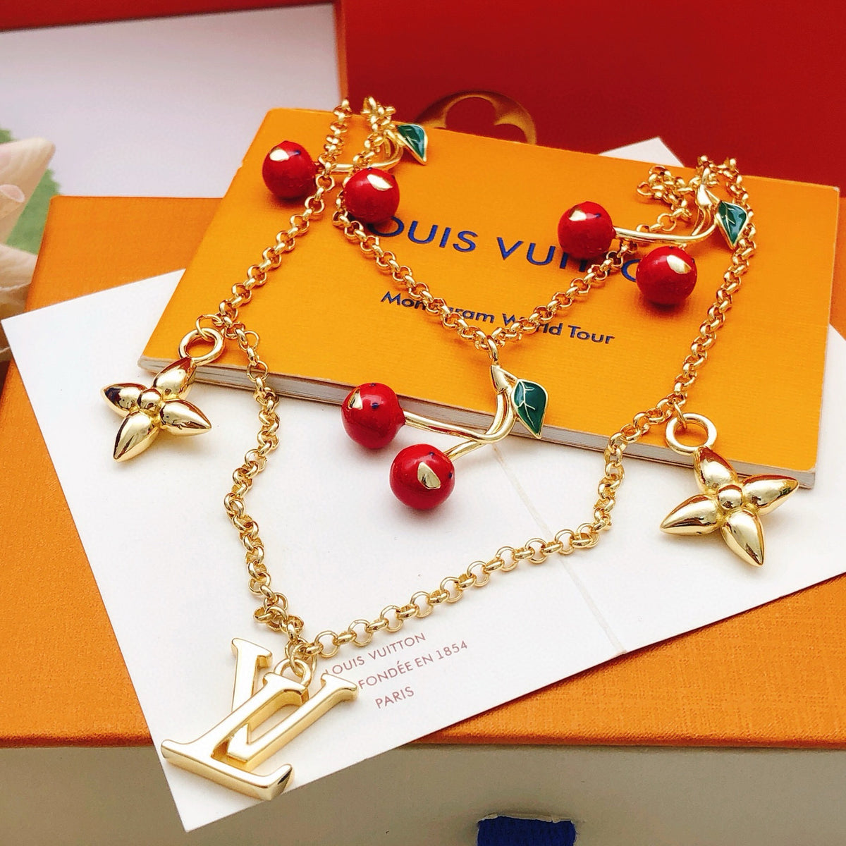 red brass Necklace for women - alternate angle view 2