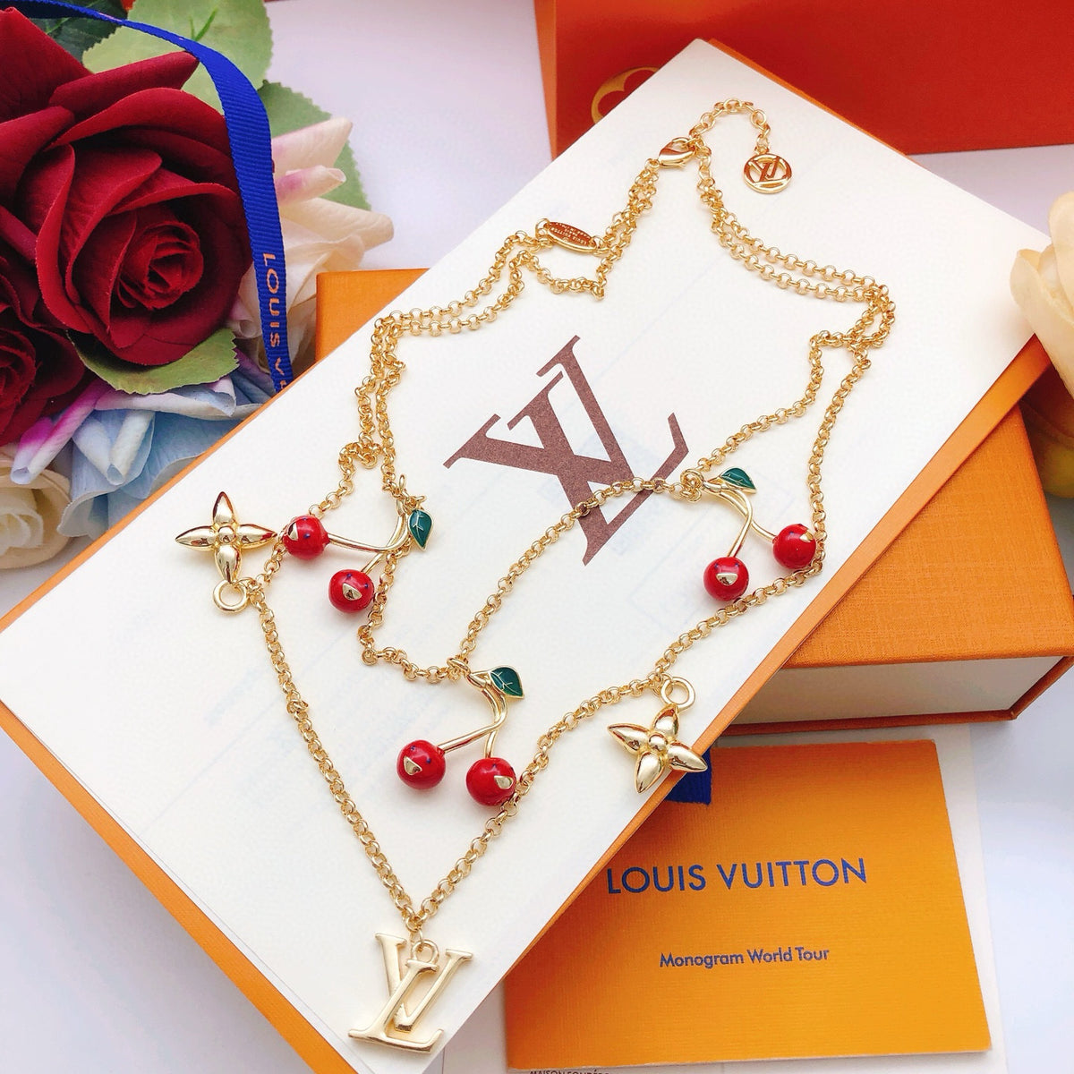 red brass Necklace for women - alternate angle view 8