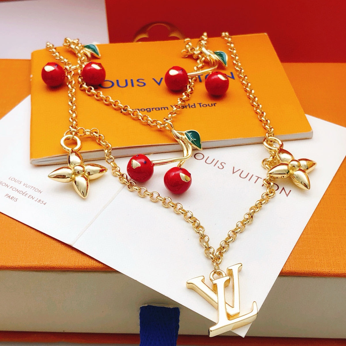 red brass Necklace for women - product detail view