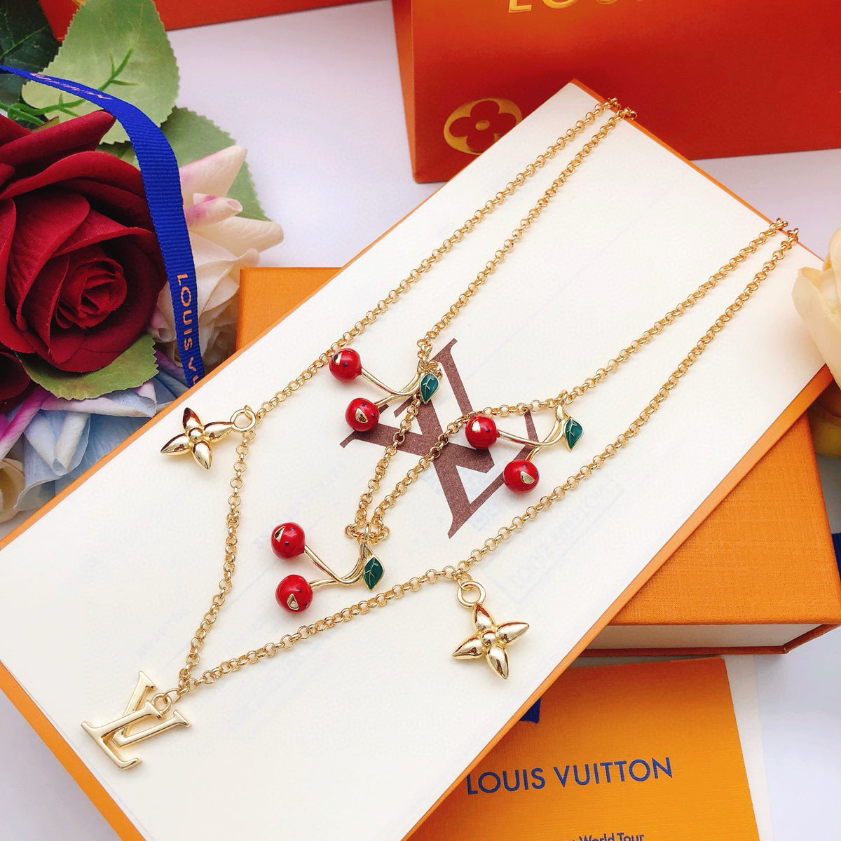 red brass Necklace for women - alternate angle view 6