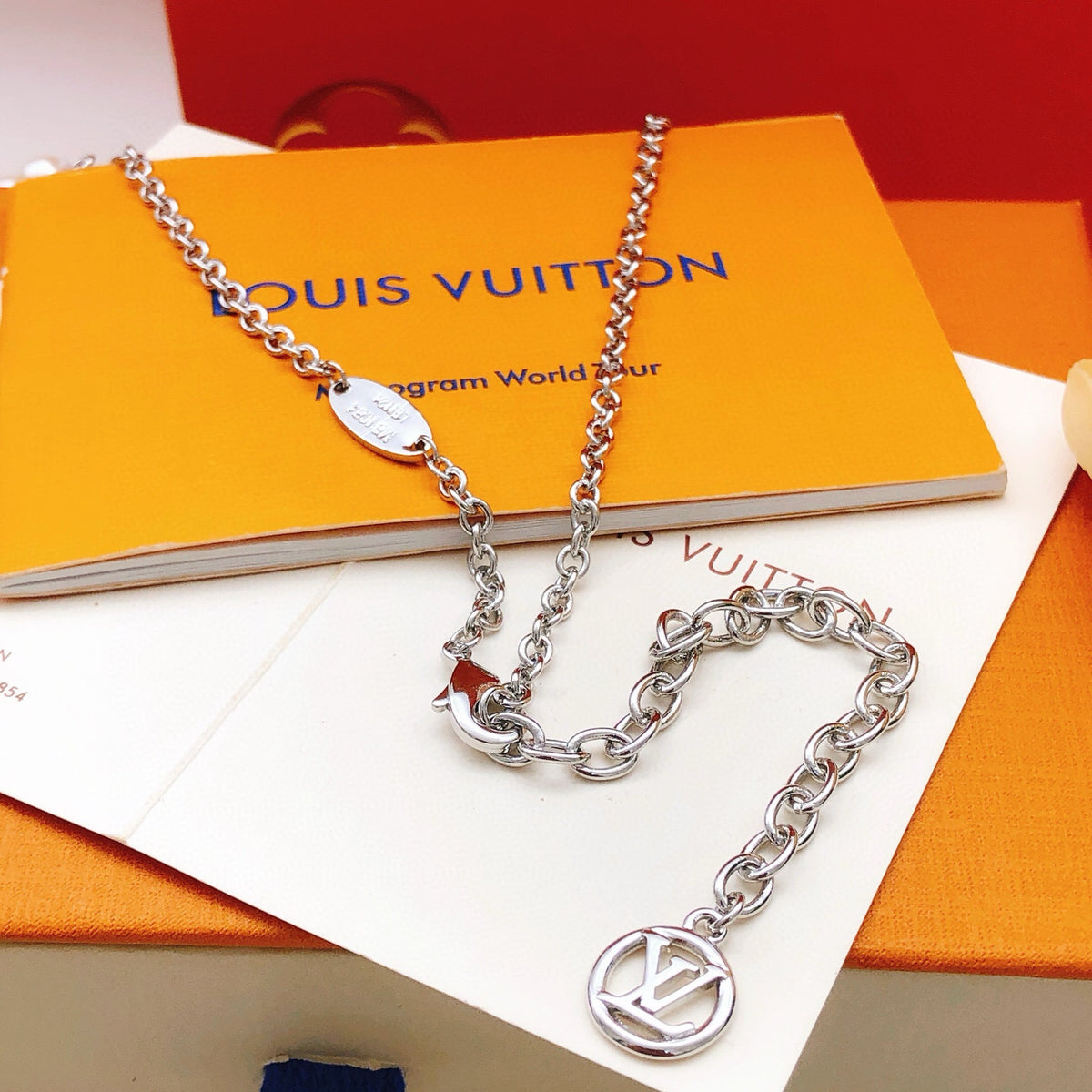 silver brass pearl Necklace for women - alternate angle view 3