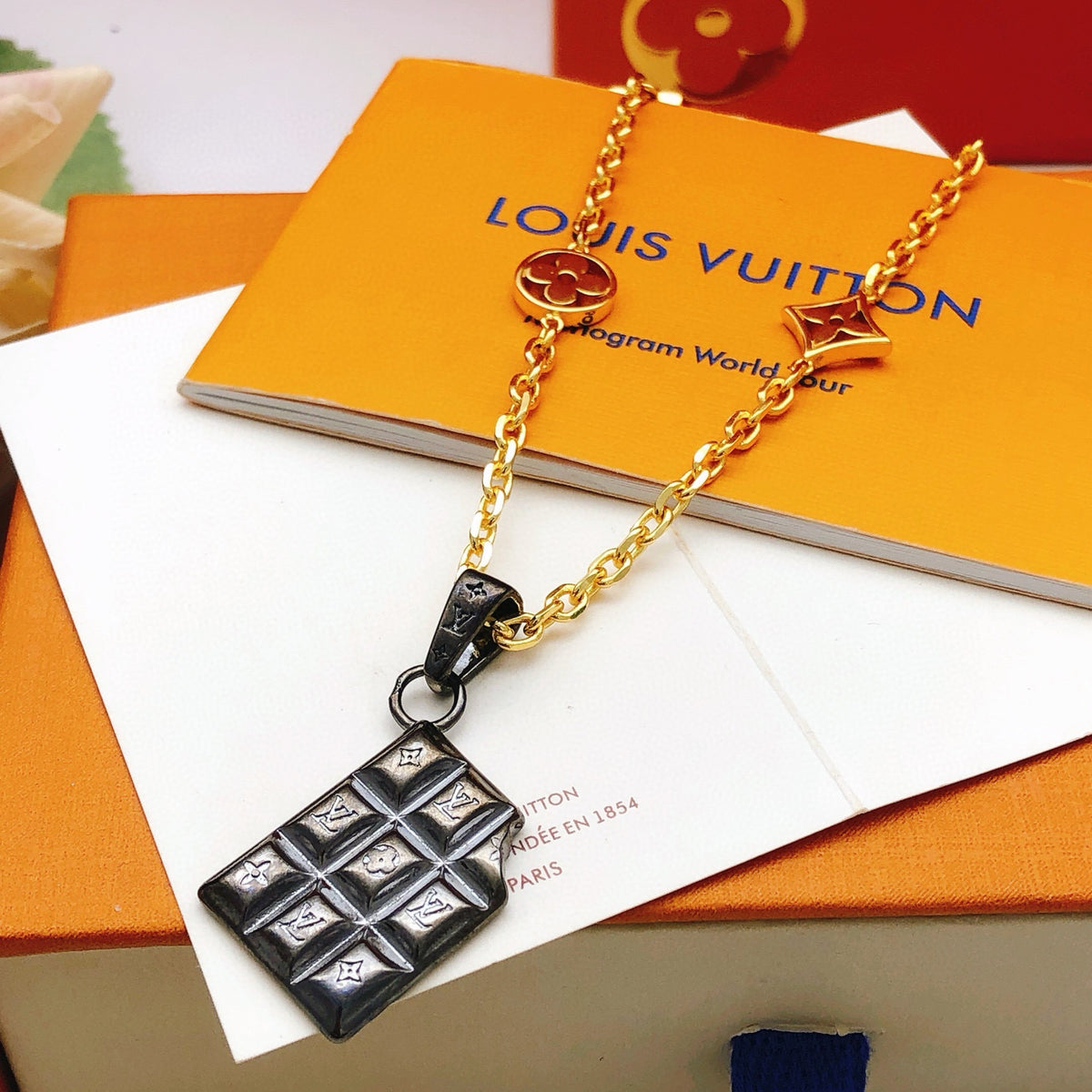 black brass Necklace for women - alternate angle view 4
