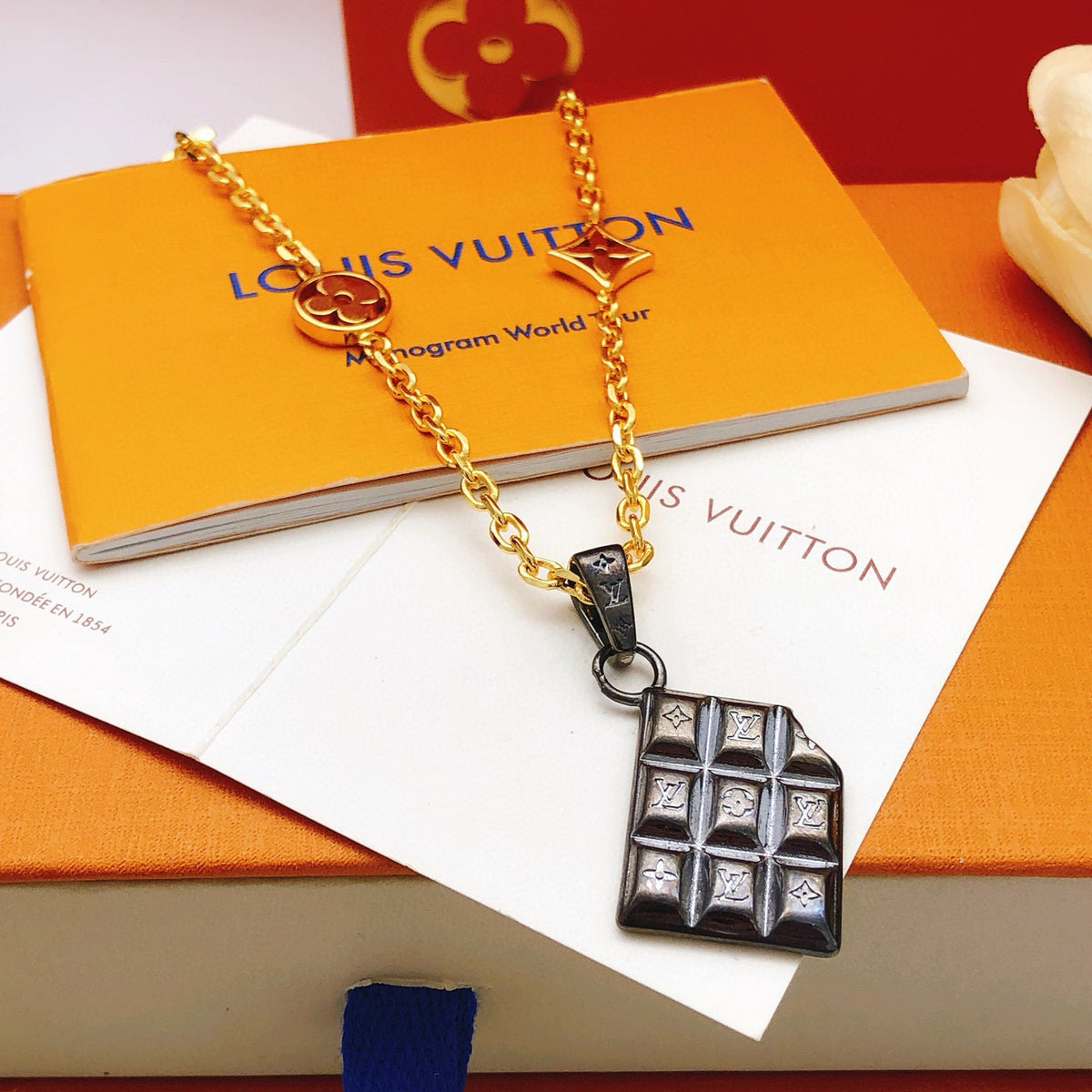 black brass Necklace for women - product detail view