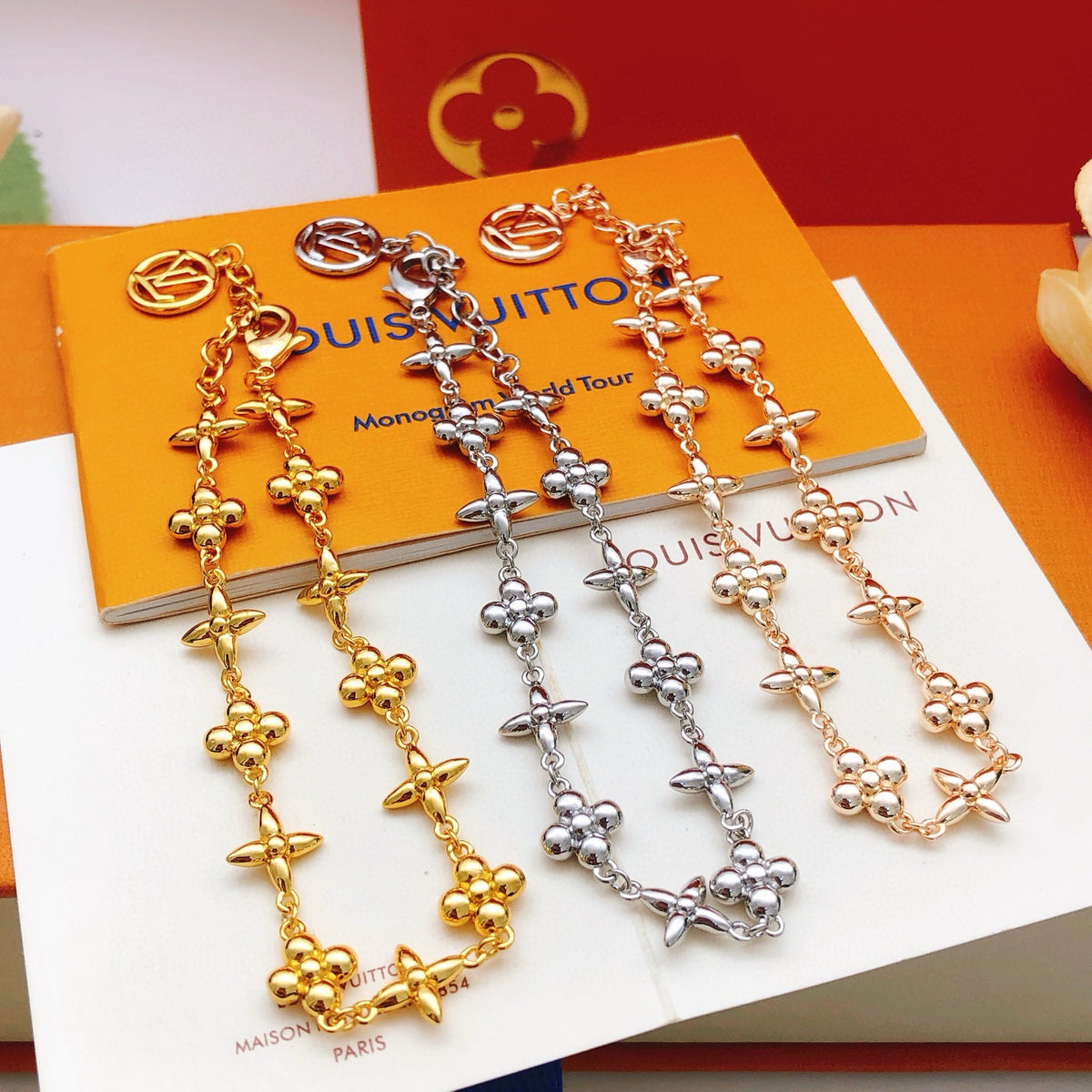 rose gold brass rose Bracelet for women - alternate angle view 5
