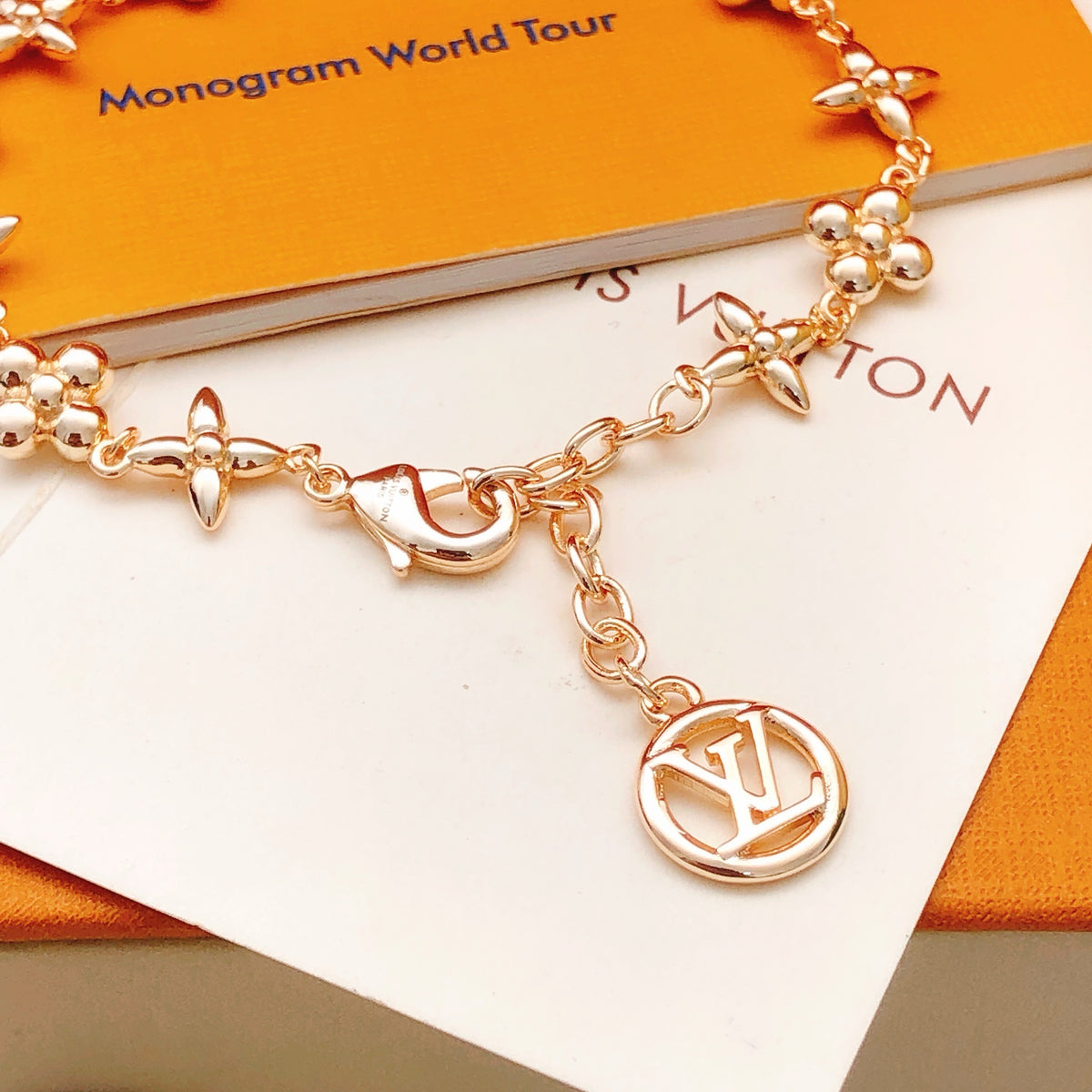 rose gold brass rose Bracelet for women - alternate angle view 3