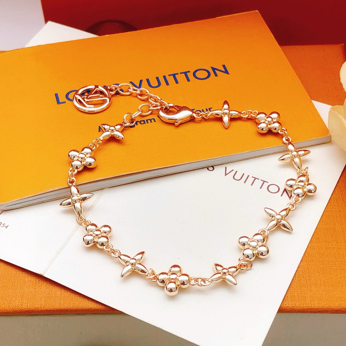 rose gold brass rose Bracelet for women - alternate angle view 2