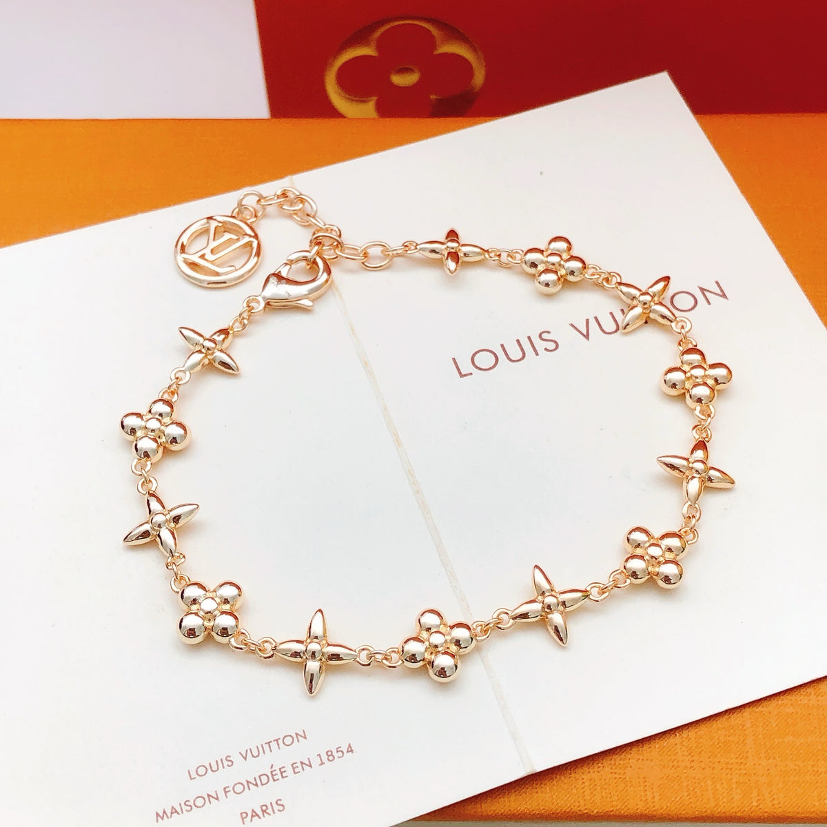 rose gold brass rose Bracelet for women - alternate angle view 4