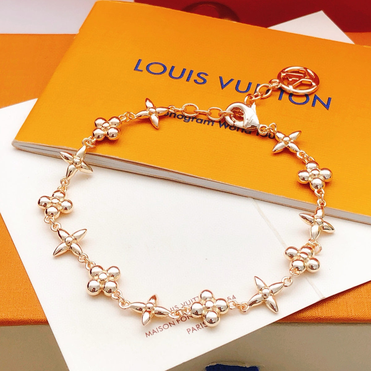 rose gold brass rose Bracelet for women - product detail view