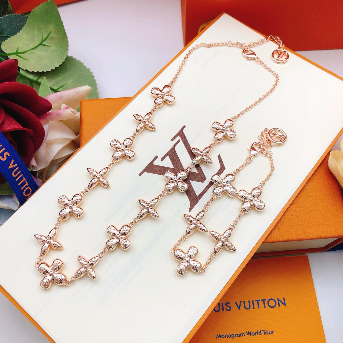 rose gold brass floral Bracelet for women - alternate angle view 6