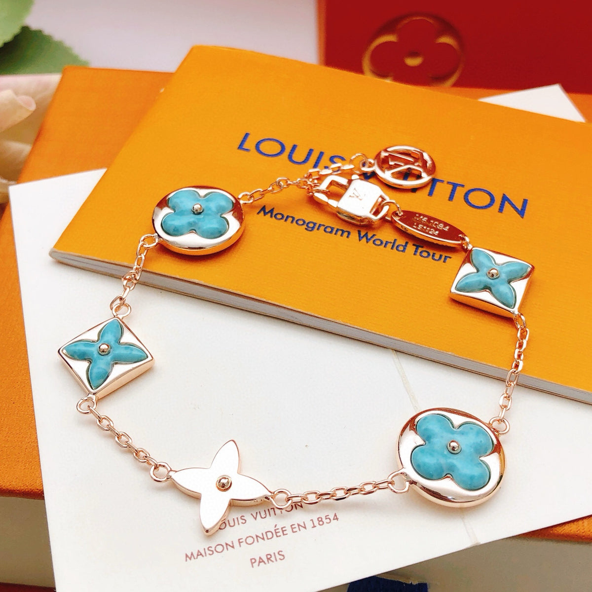 rose gold brass rose Bracelet for women - alternate angle view 4