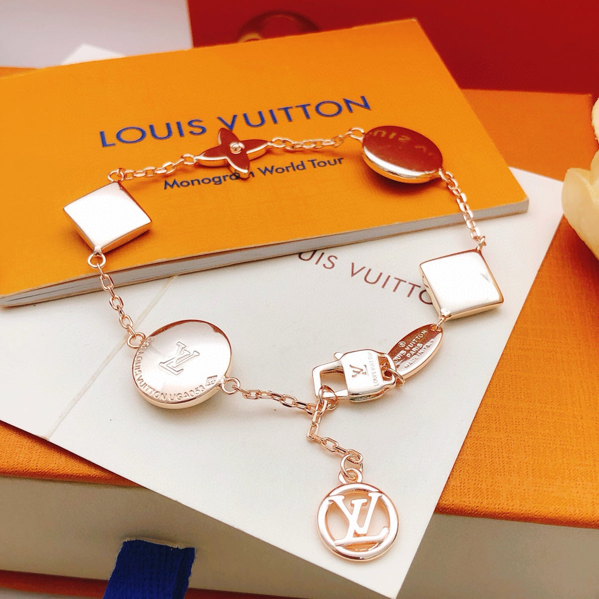 rose gold brass rose Bracelet for women - alternate angle view 5