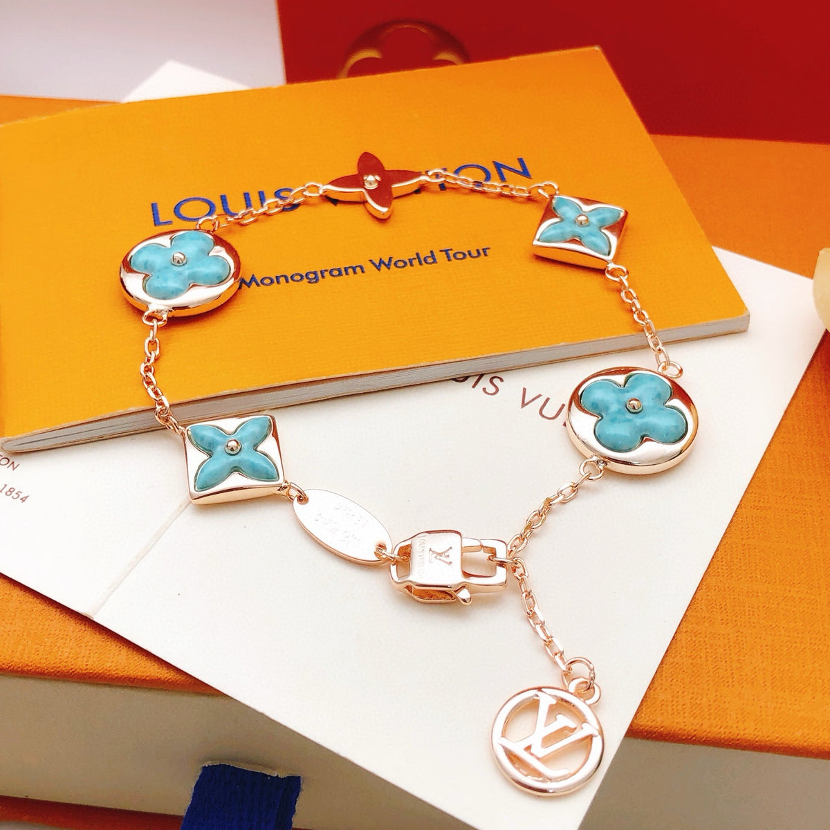 rose gold brass rose Bracelet for women - alternate angle view 3