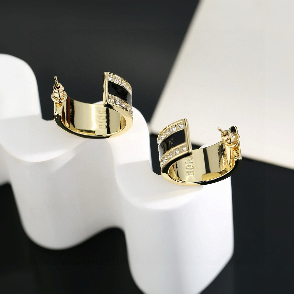gold metal letter Drop Earrings for women - alternate angle view 4