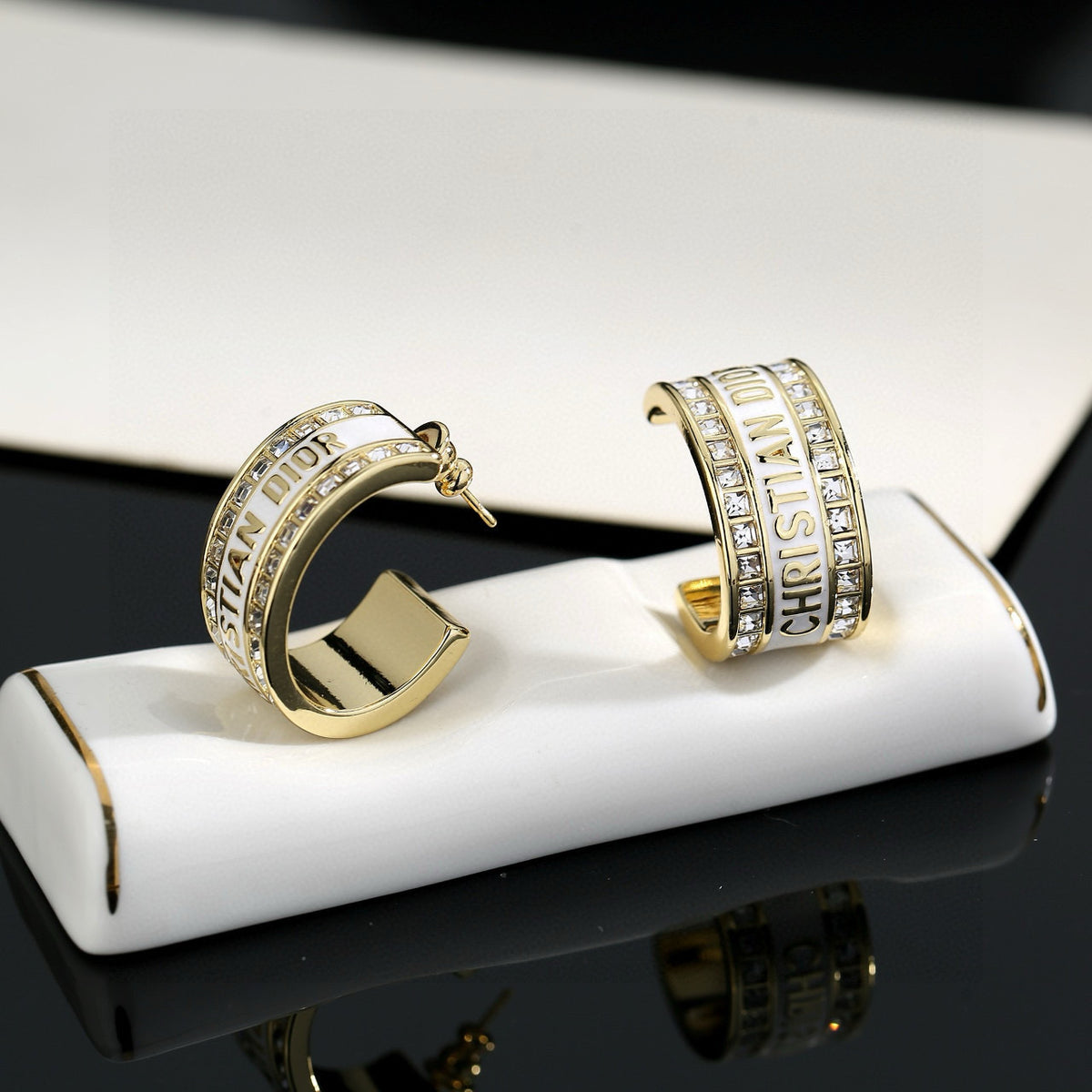 gold metal letter Drop Earrings for women - alternate angle view 3