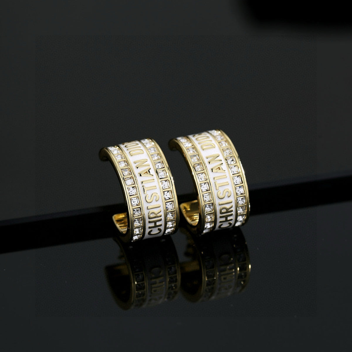 gold metal letter Drop Earrings for women - alternate angle view 2