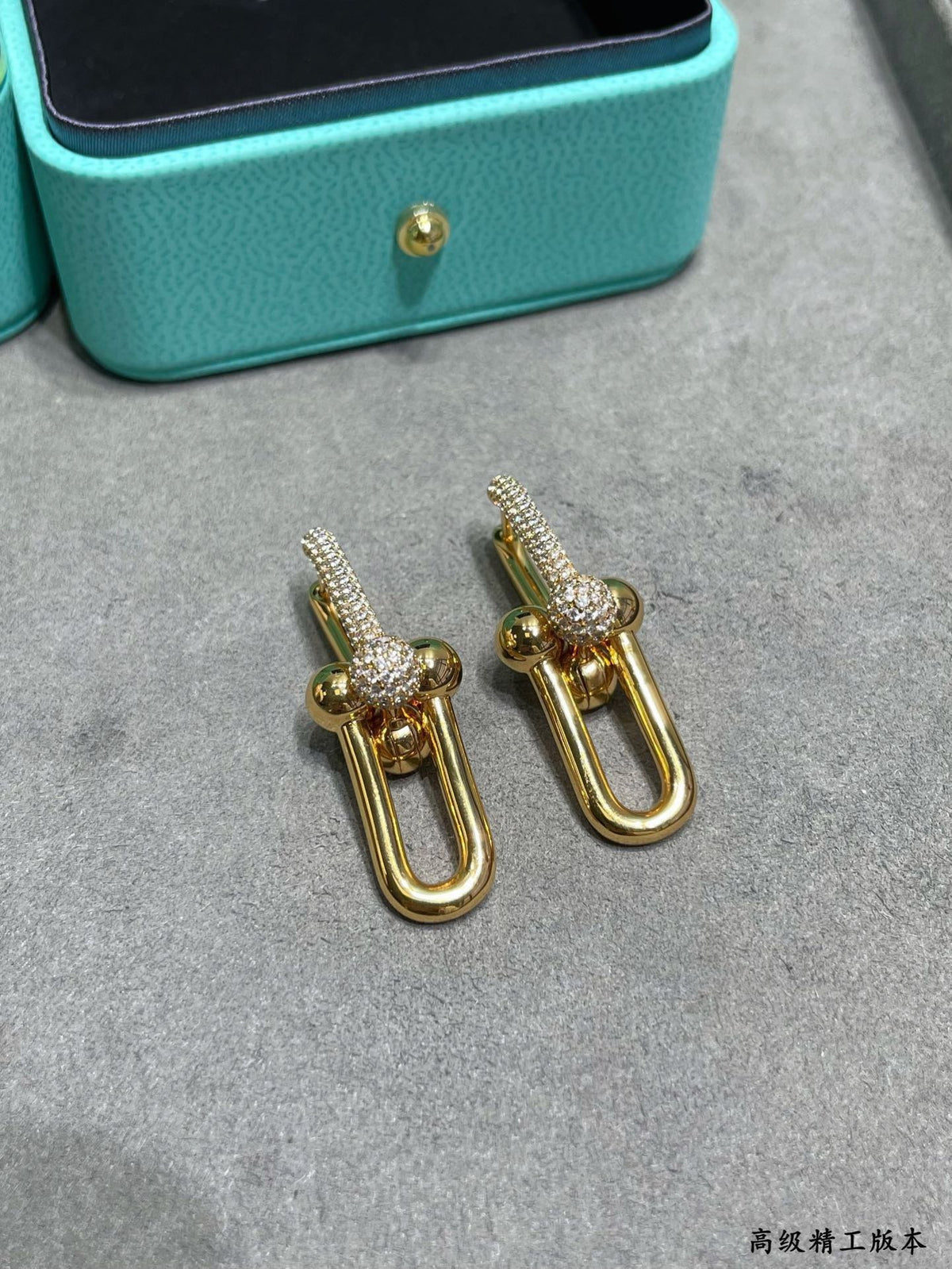 crystal horseshoe Drop Earrings for women - alternate angle view 5