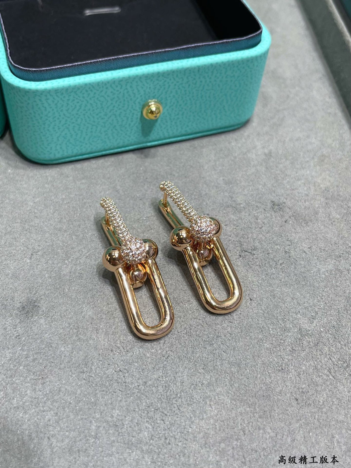 crystal horseshoe Drop Earrings for women - alternate angle view 4